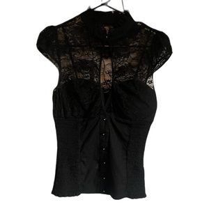 Lydia USA Victorian Black Lace Top